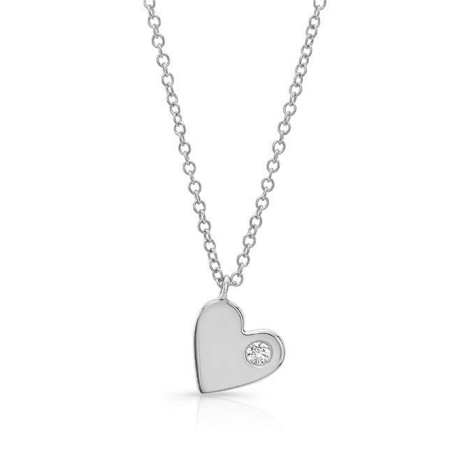 Single diamond necklace silver top
