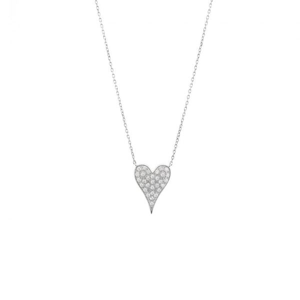 Tapered Diamond Heart Necklace