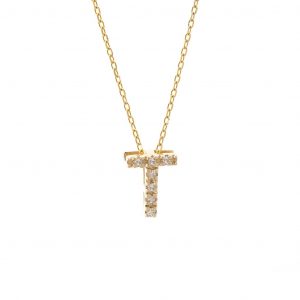 Block Diamond Initial Necklace