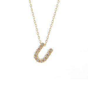 Block Diamond Initial Necklace