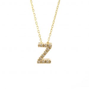 Block Diamond Initial Necklace